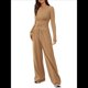 thumbnail image 1 of Conjuntos de Dos Piezas para Mujer: Camiseta Asimétrica de Larga, Pantalones Anchos y Chándal Informal. Caqui XL, 1 of 8