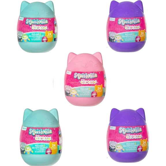 Squishmallows Squishville, Series 10: 5 Pack Easter Eggs - Official Kellytoy - Collectible Mini Stuffed Animal Toy Plush & Accessories, Styles May Vary - Easter Gift for Kids, Girls & Boys - Set of 5