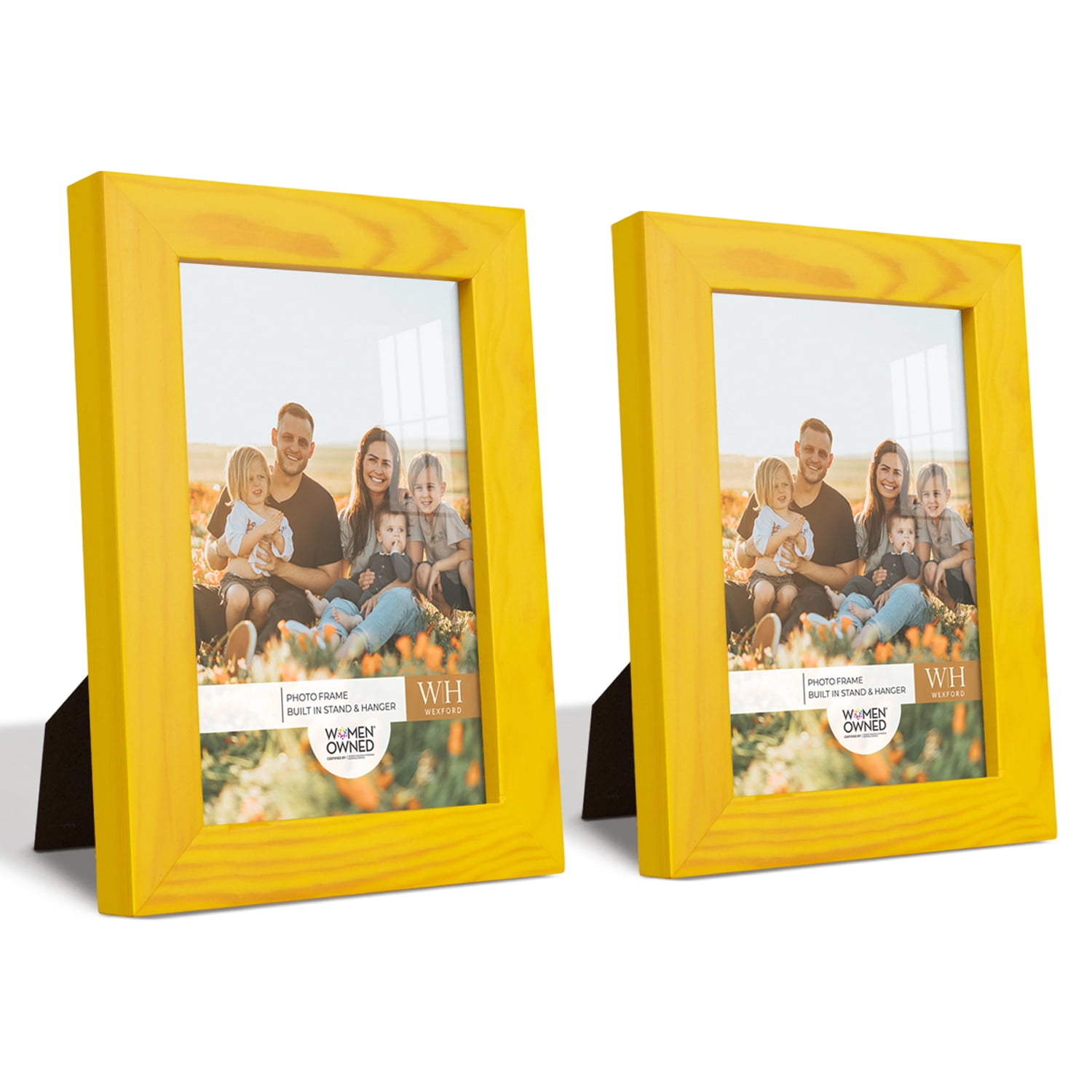 Woodgrain 4 in. x 6 in. Sunflower Yellow Picture Frame (Set of 2)