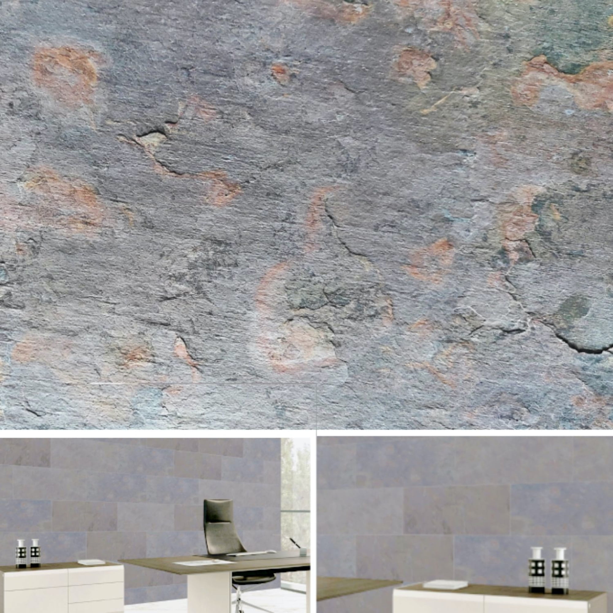 Dundee Deco Veneer Wall Panels, Peel and Stick DIY Slate Stone Finish Tiles for Wall or Backsplash, Made with Real Stone in Indian Glory, Set of 10, Covers 19 sq ft