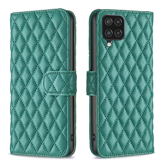 Allytech Wallet case for Samsung Galaxy A12, Argyle Pattern PU Leather Wallet case with Kickstand Card Slots Magnetic Closure Shockproof Case For Samsung Galaxy A12,Green