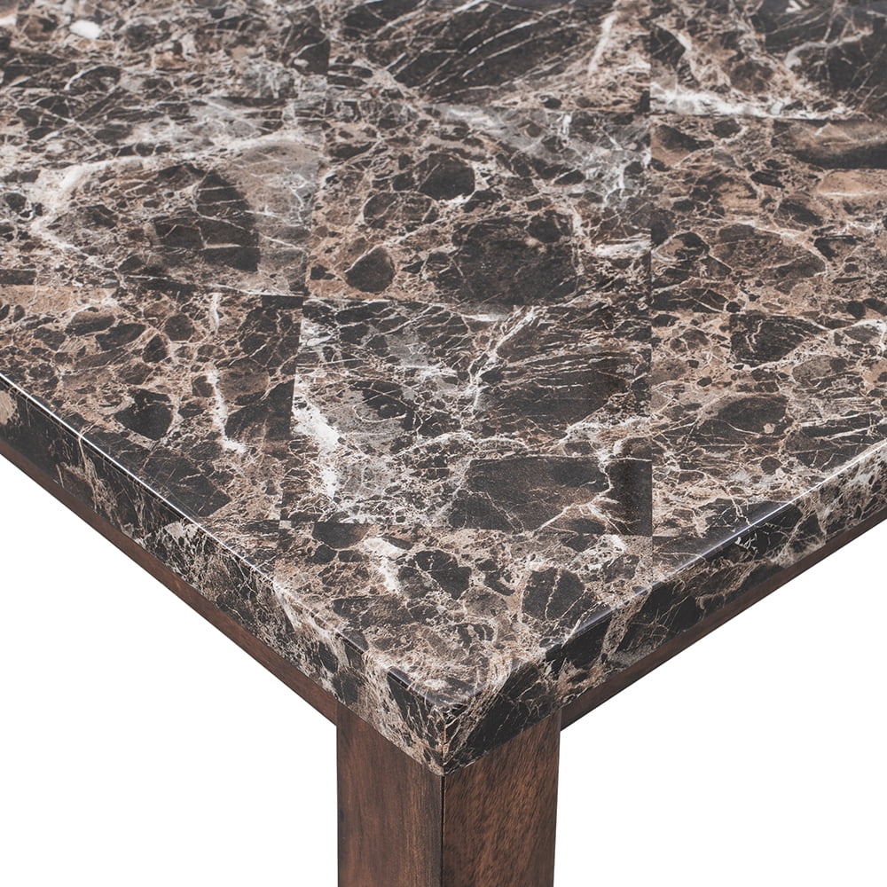 Kepooman 5-Piece Faux Marble Dining Table Set with 4 Thicken Cushion Chairs for Kitchen, Brown & Black Kepooman 5-Piece Faux Marble Dining Table Set with 4 Thicken Cushion Chairs for Kitchen, Brown & Black