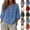 #01 Blue, variant on Cotton Linen Shirts for Women Trendy Retro Embroidered 3/4 Sleeve Boho Blouse Dressy Casual Bohemian Tops Loose Tunics ,3XL,#01 Orange