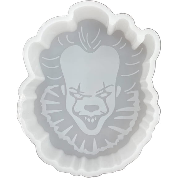 Halloween IT Penny Wise Clown Scary Fall Freshie Mold for Scented Cured Aroma Beads 4x3.1x0.8 Deep Western Country Resin, Car Candle, Soap, Freshie Oven Safe Silicone Heat Resistant