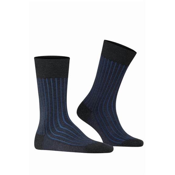 Falke Men's Socks - Shadow, Socks, Cotton, Logo, Long, Unicoloured Grey/Blue 41-42