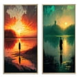 thumbnail image 2 of Designart "Glorious Sunset Viewed by Lakeside I" Landscape Lake Framed Wall Art Set Of 2 - Traditional Orange Gallery Wall Frame Set For Home Decor, 2 of 6