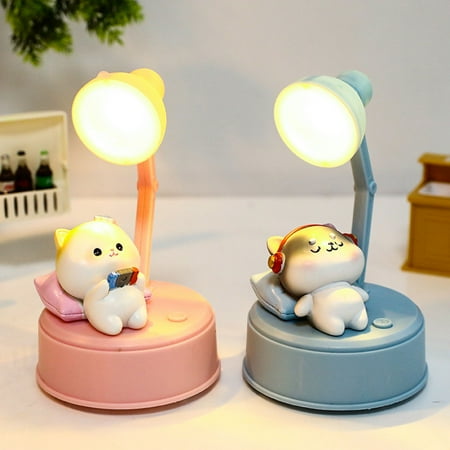 

Hesroicy Cartoon Night Light Adorable Appearance Battery Operated Soft Lighting Eye Protection Flicker-Free Decorative Resin Baby Girl LED Night Lamp Desktop Decoration Home Supplies