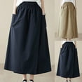 thumbnail image 2 of PUMISAS Summer Long Skirts For Women Soft Adjustable Drawstring Waist Skirts Solid Color Casual Loose Skirts With Side Pockets, 2 of 8