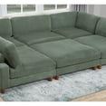 thumbnail image 2 of Contemporary Dark Gray 6pc Modular Sectional Set Corduroy Upholstery Couch 2x Corner wedge, 3x Armless Chairs 1x Ottoman Living Room, 2 of 10
