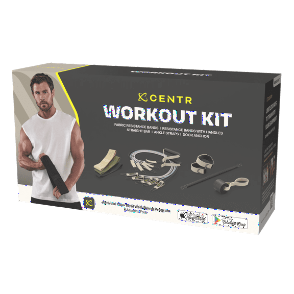 Centr By Chris Hemsworth Home Workout Kit, Resistance Bands and Attachments, 14 Piece Set   3-Month Centr Membership
