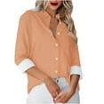 thumbnail image 2 of AXXD Basic Dressy Tops for Women Summer 2024 Solid Color Casual Everyday Single-breasted Long-sleeved Shirt Tops, 2 of 5