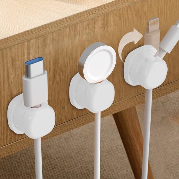 Clips para la gestión de cables: organizador de cables autoadhesivo para escritorio, oficina en casa y pared. Soporte flexible para cables que asegura los cables del cargador del teléfono. A