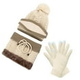 thumbnail image 2 of ZOELNIC Hat Scarf Set, 4 in 1 Winter Scarf Mask Gloves Set, Hat with Scarf Attached, Girls Warm Hat Earmuffs Cap with Pom for Indoor and Outdoor Sports, 2 of 3