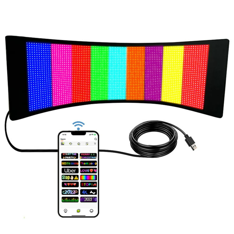 Car Accessories Clearance SHENGXINY Led Car Sign,26.4''X4.8''Flexible Led  Matrix Panel Usb 5V Bluetooth Application Control Diy Programmable  Scrolling Led Sign For Car Party Wedding Festival 