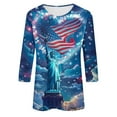 thumbnail image 5 of BLTIBY 2025 Womens Blouse Summer Independence Day Printed Round Neck Short Sleeve Shirts Loose Novelty Graphic T-Shirts Fashion Casual Pullover Tops Multicolor 19 XXL, 5 of 5