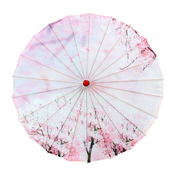 Paraguas de papel engrasado chino con estampado floral, sombrilla oriental para baile festivo Estilo A