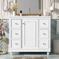 thumbnail image 2 of Modern Bathroom Vanity with Ceramic Sink Combo with 4 Drawers and 1 Door, Versatile Storage, Adjustable Shelf, Solid Wood & MDF Frame, Faucet Not Include, White, 2 of 9