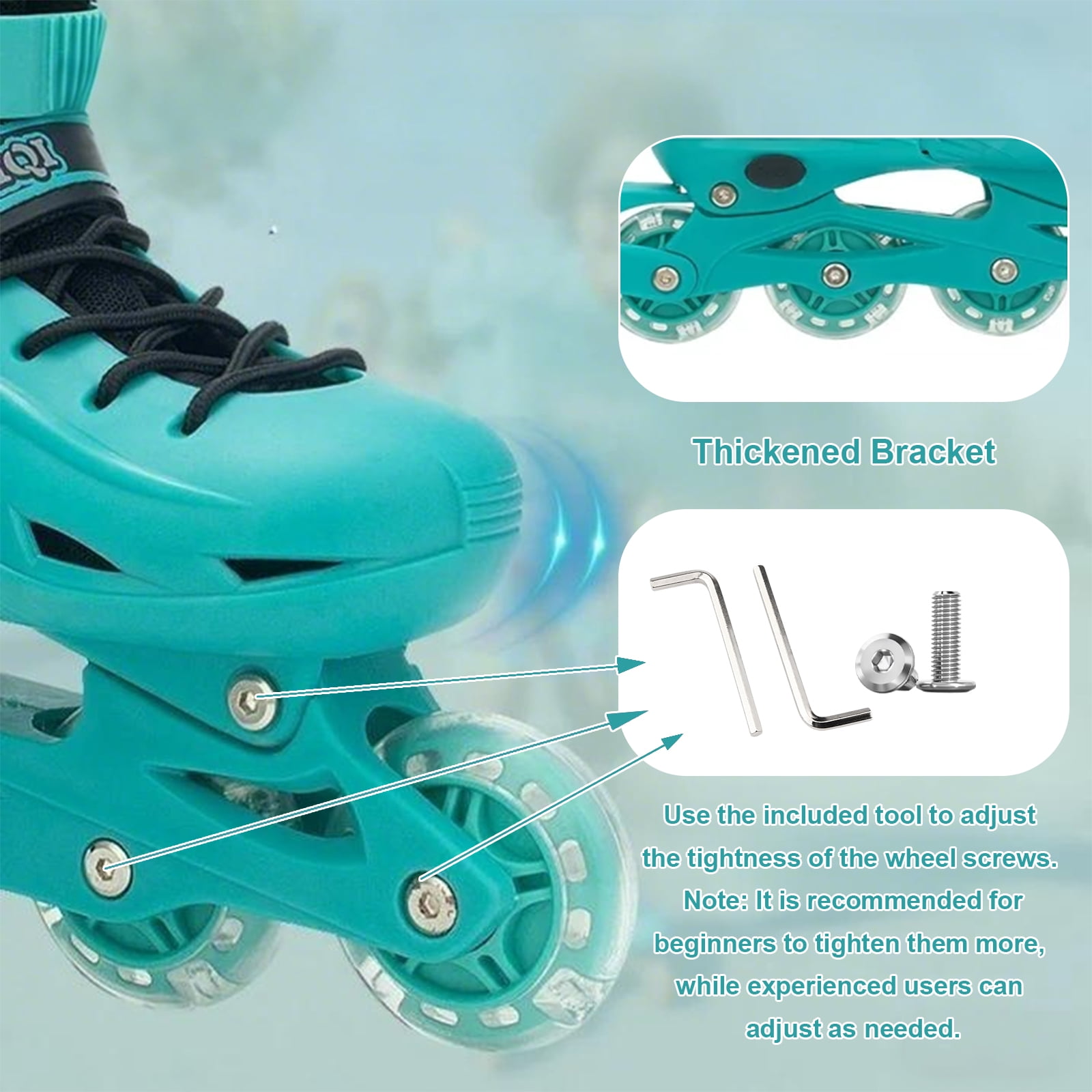 GIATUEE Adjustable Light up Kids Roller Skates for Boys Girls, Inline Skates with Bag, Pink(Medium)