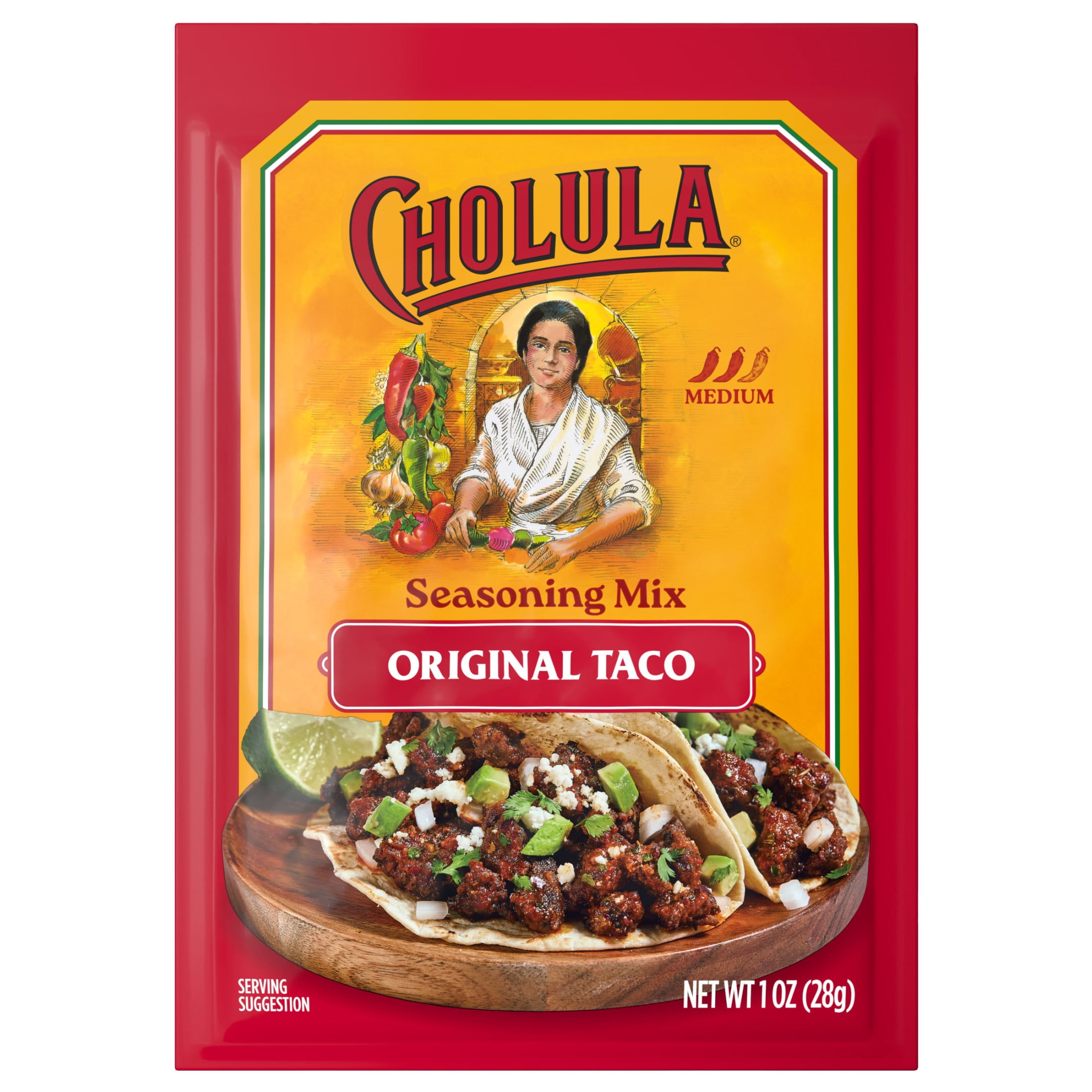 (2 pack) Cholula Original Taco - Medium Seasoning Mix, 1.0 oz Packet