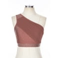 thumbnail image 3 of Eandarui Women Shiny Lyrical Dance Top One Shoulder Crop Top Lady Modern Contemporary Dancewear Dusty Pink XL, 3 of 6