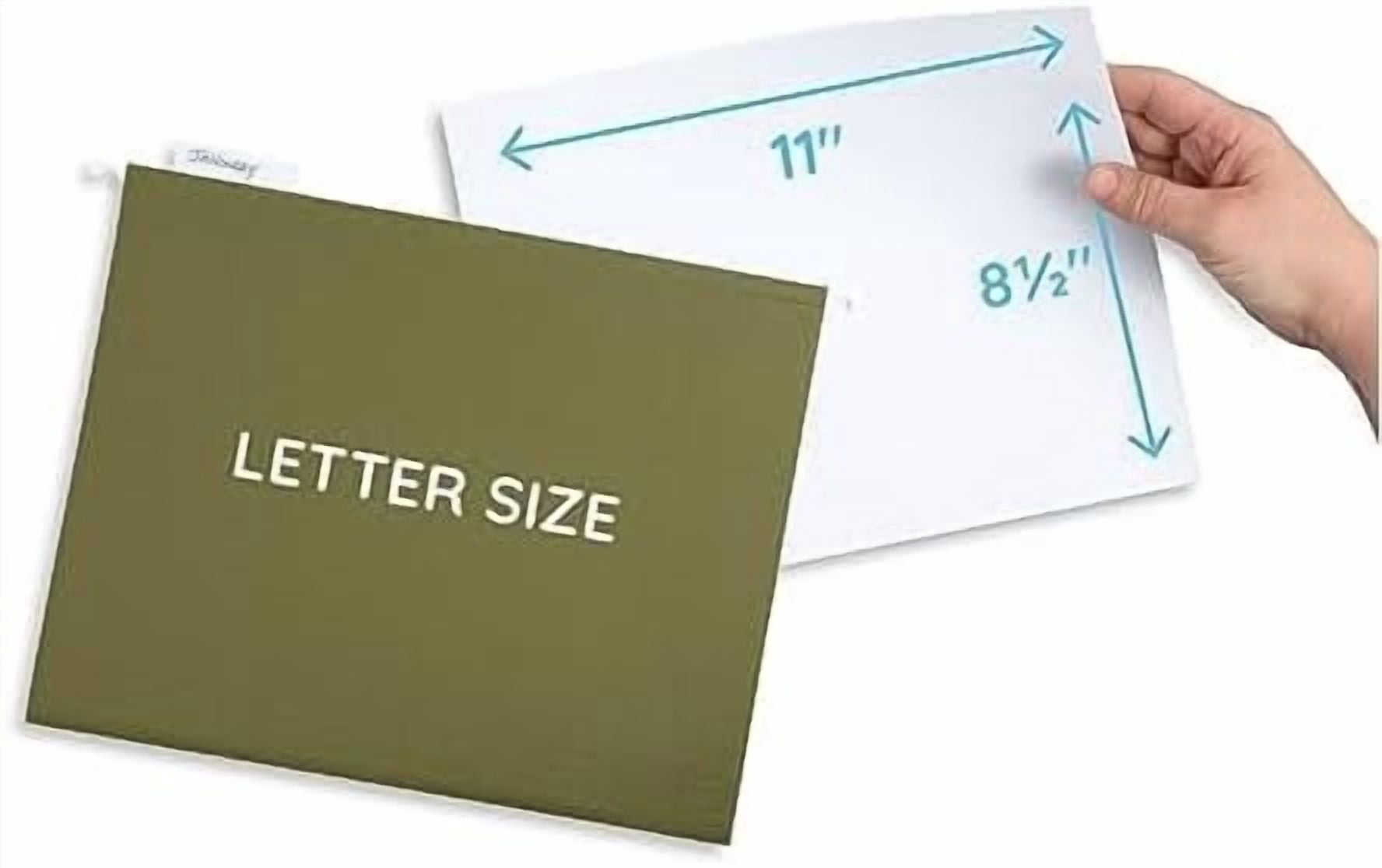25 Hanging File Folders, Reinforced Hanging Folders, Standard File Folders for Filing Cabinet, Letter Size, Green, 25 Pack
