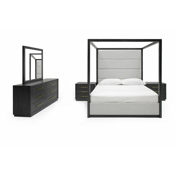 Modrest Manhattan- Contemporary Canopy Grey Queen Bedroom Set