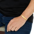 thumbnail image 4 of Floreo 10k Yellow Gold 6mm Solid Pave Curb Personalized Engraved Name Bar Custom ID Bracelet, 4 of 5