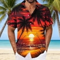 thumbnail image 3 of LODIENY Hawaiian Shirt for Men Trendy Tropical Palm Tree Sunset Printed Loose Fit Shirt Short Sleeve Casual Button Down Holiday Beach Graphic T-Shirts Tops with Pocket Multicolor#20 XXXXXL, 3 of 7