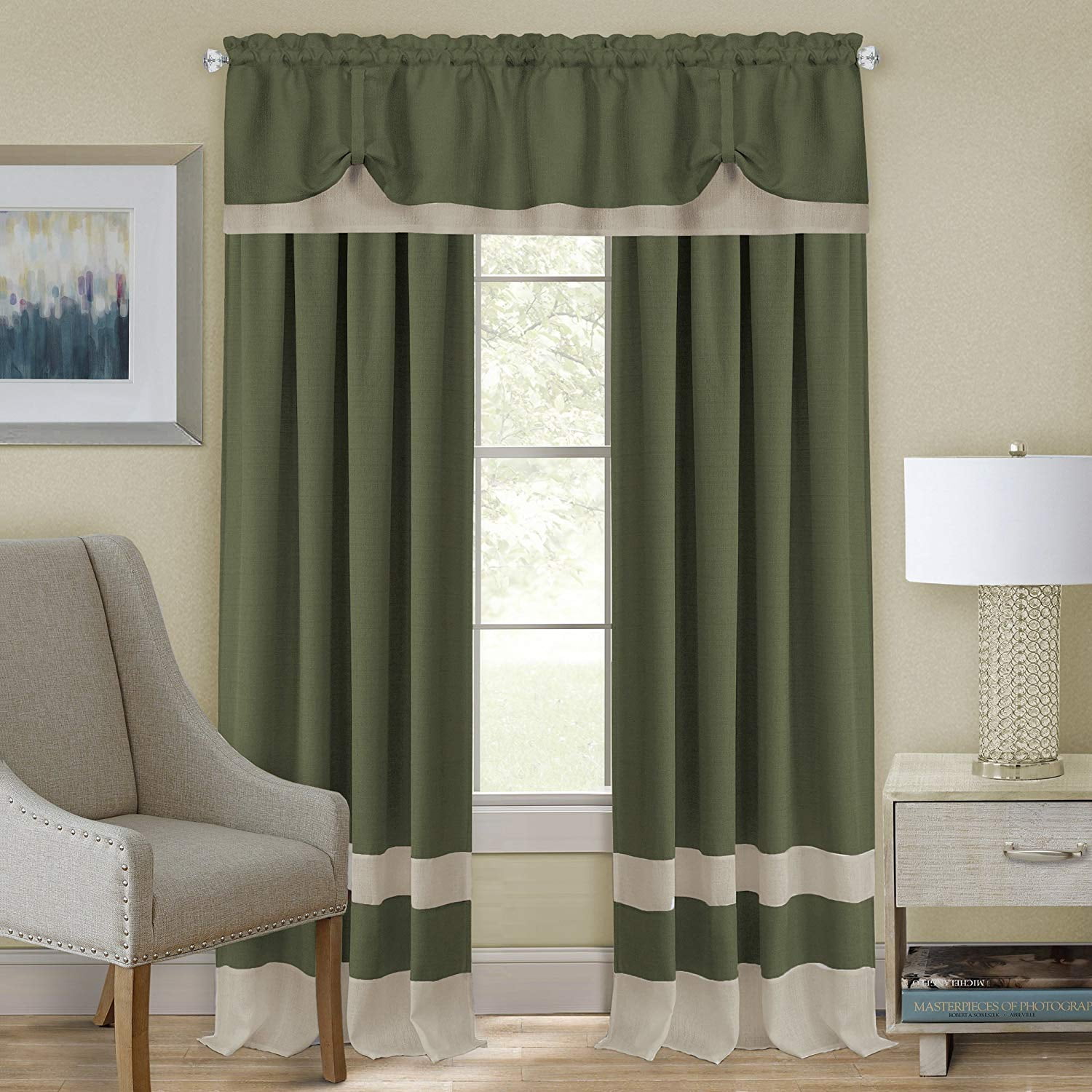 Woven Trends Two Tone Window Curtain Tier Pair Valance Set Double Layer Small Curtains For Bathroom Living Room And Kitchen Woven Trends Two Tone Window Curtain