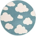 thumbnail image 2 of Unique Loom Whimsy Kids Collection Area Rug - Clouds (5' 3" Round Sky blue/Ivory), 2 of 9