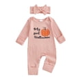 thumbnail image 5 of 3-6 Months Infant Jumpsuit Baby Girl Outfit Cutest Pumpkin Long Sleeve Romper Jumpsuit Girl Outfits Clothes,Red Jumpsuit, 5 of 6