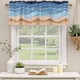 thumbnail image 2 of Blue Beige Ombre Curtain Valances for Windows, Kitchen Valance Window Treatments Panel 2 Pack, Moire Modern Geometric Aesthetics Rod Pocket Short Curtains for Bathroom Bedroom 60 x 18 Inch, 2 of 8