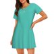 thumbnail image 1 of Easygdp Teal Turquoise Camisón de manga corta para mujer, informal, estampado, 1 of 6