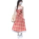 thumbnail image 4 of Vestido con cuello en V,Vestido con tirantes finos Vestido a cuadros de seda Vestido con tirantes finos Muy recomendado, 4 of 8