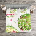thumbnail image 3 of Ambesonne Artichoke Quilted Bedspread Set 3 Pcs, Watercolor Super Food, King Size, Fuchsia and Apple Green, 3 of 3