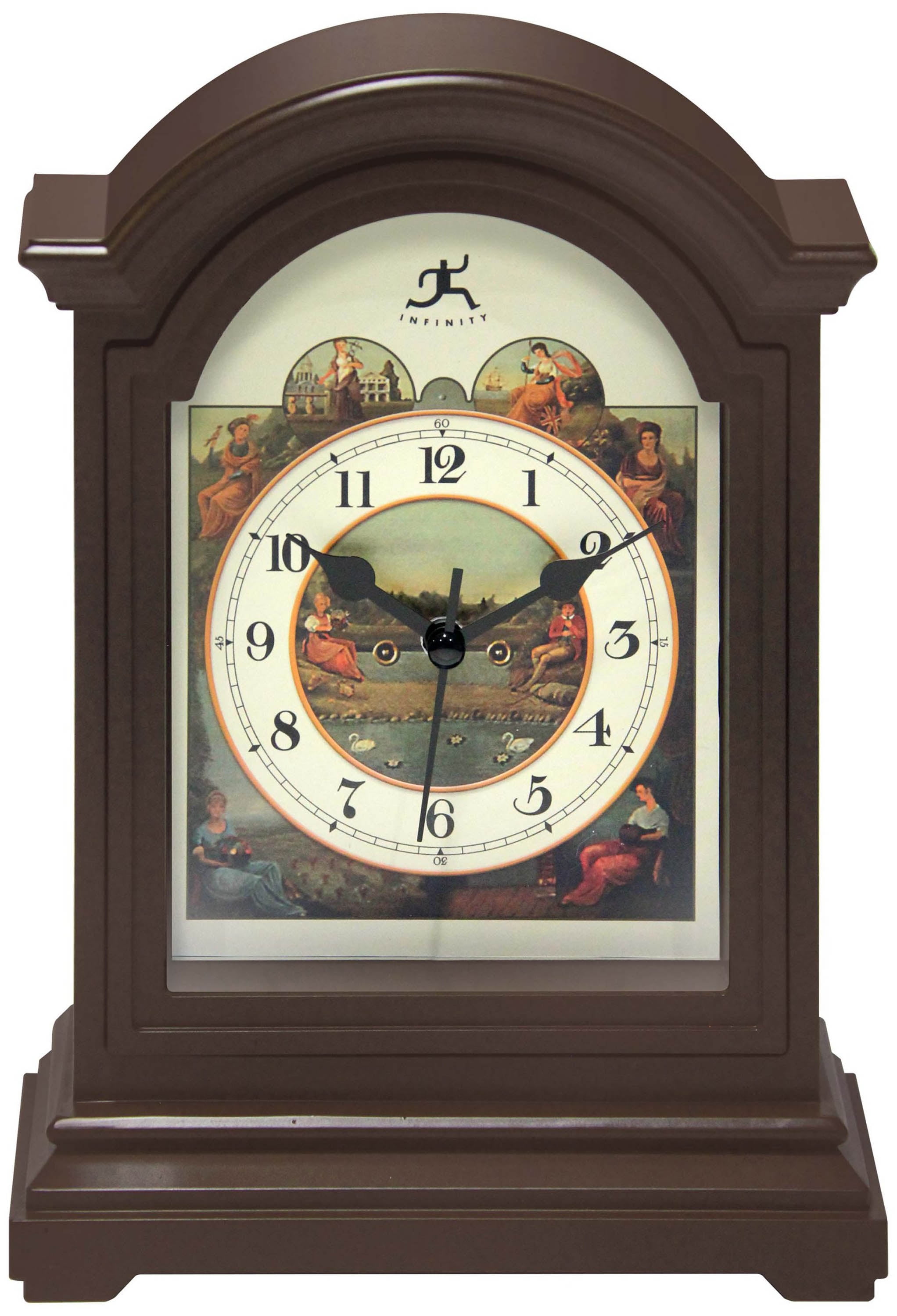Infinity Instruments Classic Brown Plastic 9inch Analog Tabletop Clock