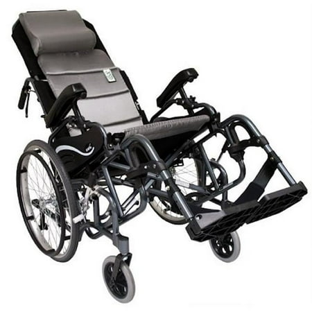 Karman Healthcare VIP515-18-E Foldable Tilt in Space, Diamond Black, 20 Inches Rear Wheels and Elevating Legrests and 18 Inches Seat Width