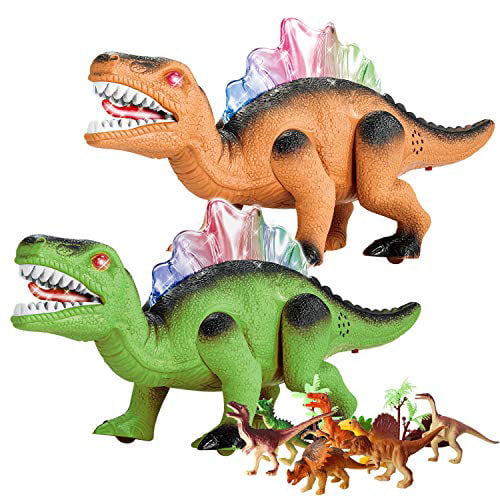 2 Packs Walking Dinosaurs Toys for kids BFUNTOYS Robot Dinosaur Toys for Boys-Mouth Moves Roars&Light Up &9 Dinosaur Figures,Electronic Dino Toys Dinosaur Toys for Boys and Girls 3 4 5 6 7 Year Old 