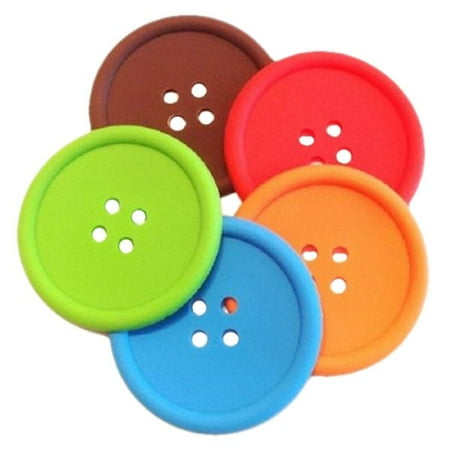 

SET OF 4 COLOURFUL BUTTON SILICONE COASTERS COFFEE TABLE PLACE MATS DRINK HOLDER