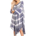 thumbnail image 4 of Sakkas Dori Women's Long Sleeves Casual Loose Swing Midi Dress Caftan Cover-up - 19261-Periwinkle - One Size Regular, 4 of 5