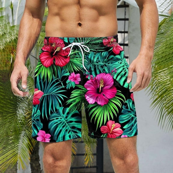 Vetsdori Mens Big and Tall Swimming Trunks Summer Casual Swimwear Elastic Waist,Ropa Board Shorts Drawstring Swim Shorts for Men,L