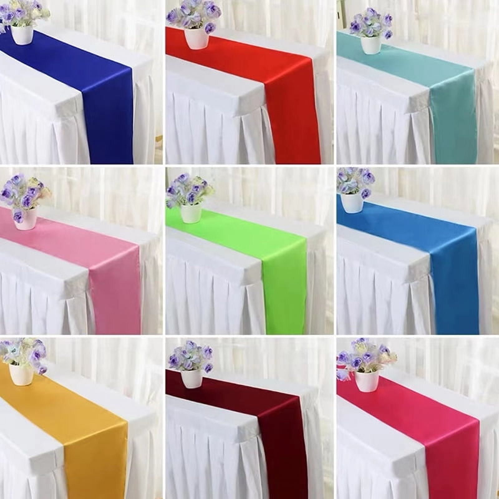 Cterwk 4 Pack Satin Table Runner 12 x 108 Inches Satin Silk Table Runners for Wedding Birthday Parties Banquets