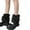 Black, variant on Women Furry Boot Cuffs for Winter Warmth Letter Label Fuzzy Plush Leg Warmers