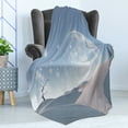 thumbnail image 4 of Abstract Surreal Soft Flannel Fleece Throw Blanket, Dreamlike Desert Landscape with Moon and Man, Cozy Plush for Indoor and Outdoor Use, 50" x 70", Purpleblue Blue Grey, by Ambesonne, 4 of 5