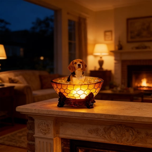 Bath Time Themed Decorative LED Dog Statue Lamp with Warm Ambient Lighting and USB Powered Operation for Home Desk Decor and Relaxing Atmosphere