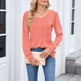 thumbnail image 6 of Women's Puff Long Sleeve Shirts Pleated Crew Neck Dressy Casual Blouses Fall Trendy Flowy Loose Fit Tunic Tops, 6 of 7