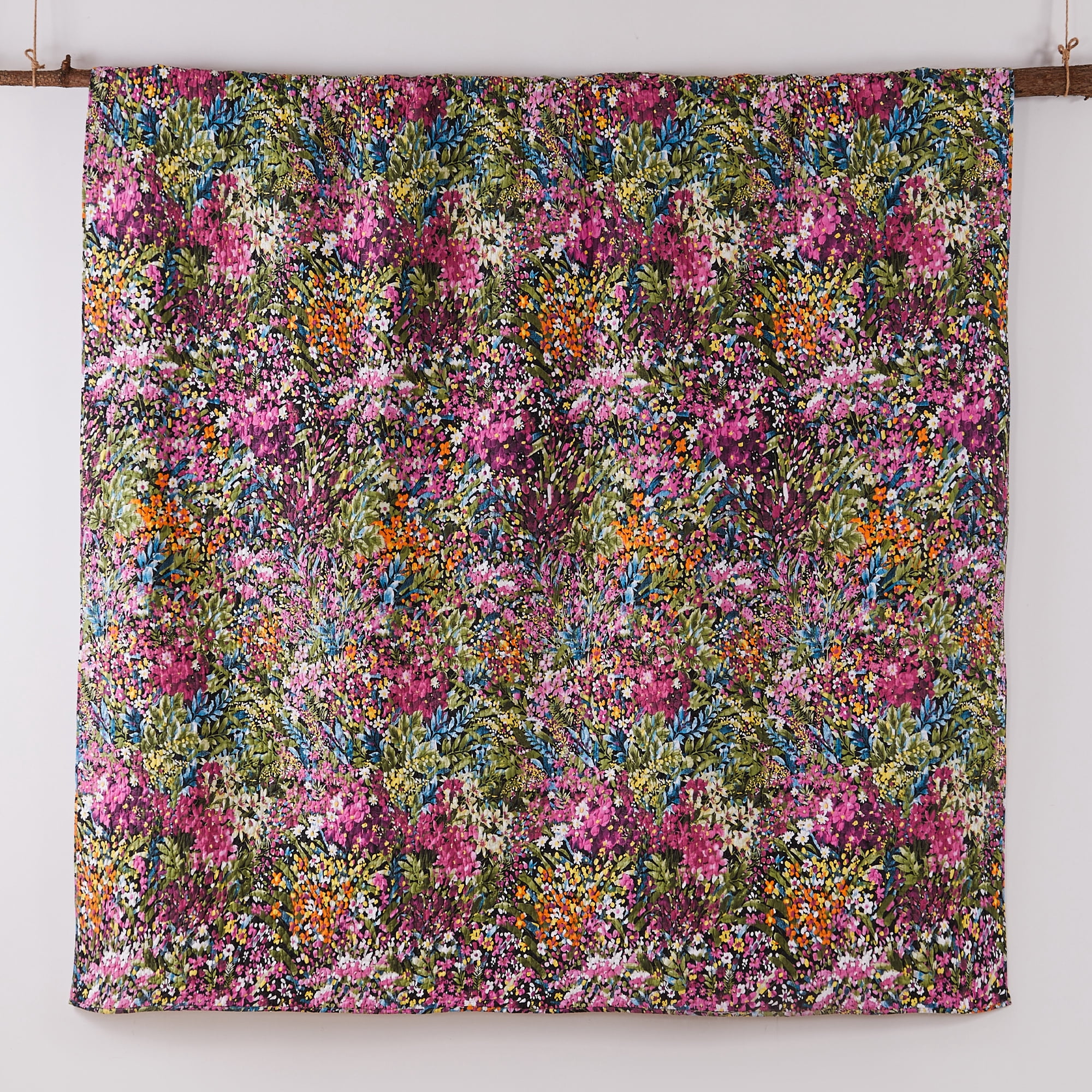 Levtex Home - Basel Quilt Set - King Quilt + Two King Pillow Shams - Multicolor Floral - Quilt Size (106x92in.) and Pillow Sham Size (36x20in. ) - Reversible - Cotton