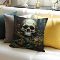 thumbnail image 3 of FCXZI 100% Linen Skull Flowers Pillow Covers for Home Sofa Couch 20x20in, 3 of 5