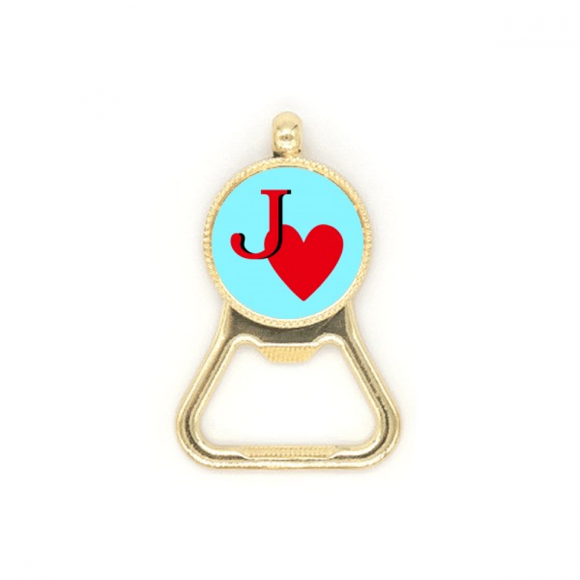 Love Jack Heart J Poker Beer Bottle Cap Opener Stainless Steel Key Chain