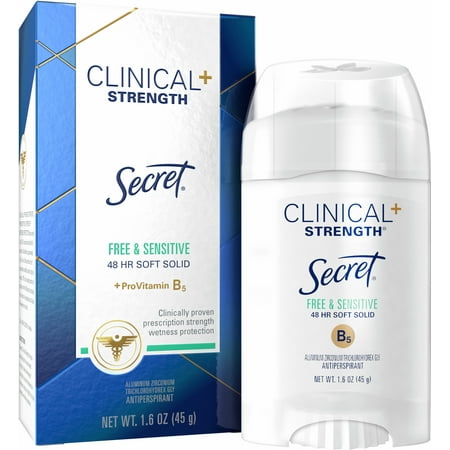 Secret Clinical Strength Invisible Solid Sensitive Antiperspirant & Deodorant  Unscented 1.60 oz (Pack of 2)